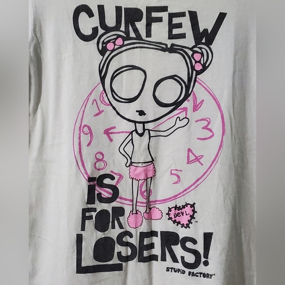 2000s Stupid Factory graphic tee "Curfew is for Losers" in good used condition. - Picture 2 of 14